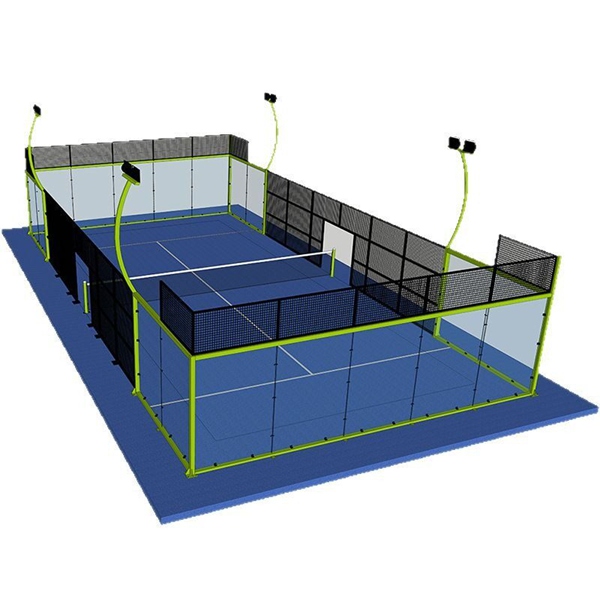 Padel Court 3D Render (Black & Green Frame)